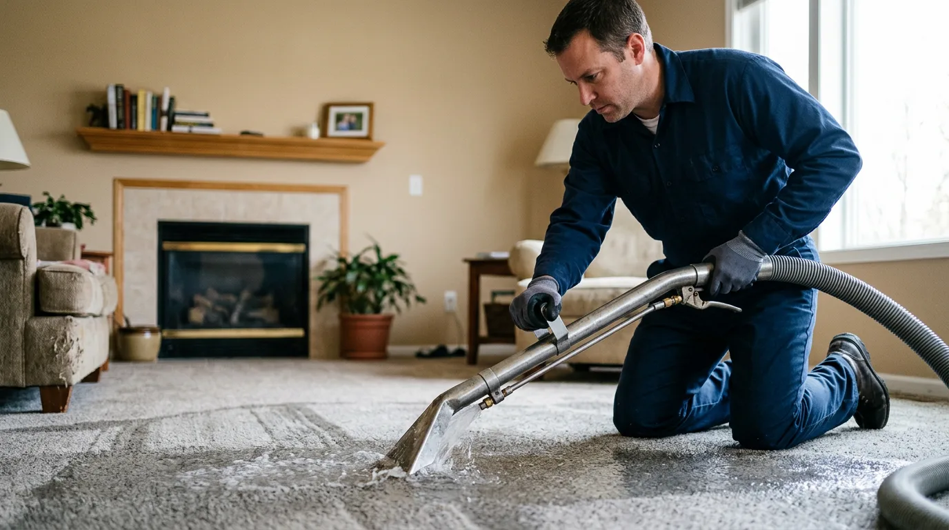 Water damage restoration technician working near Creston, IA